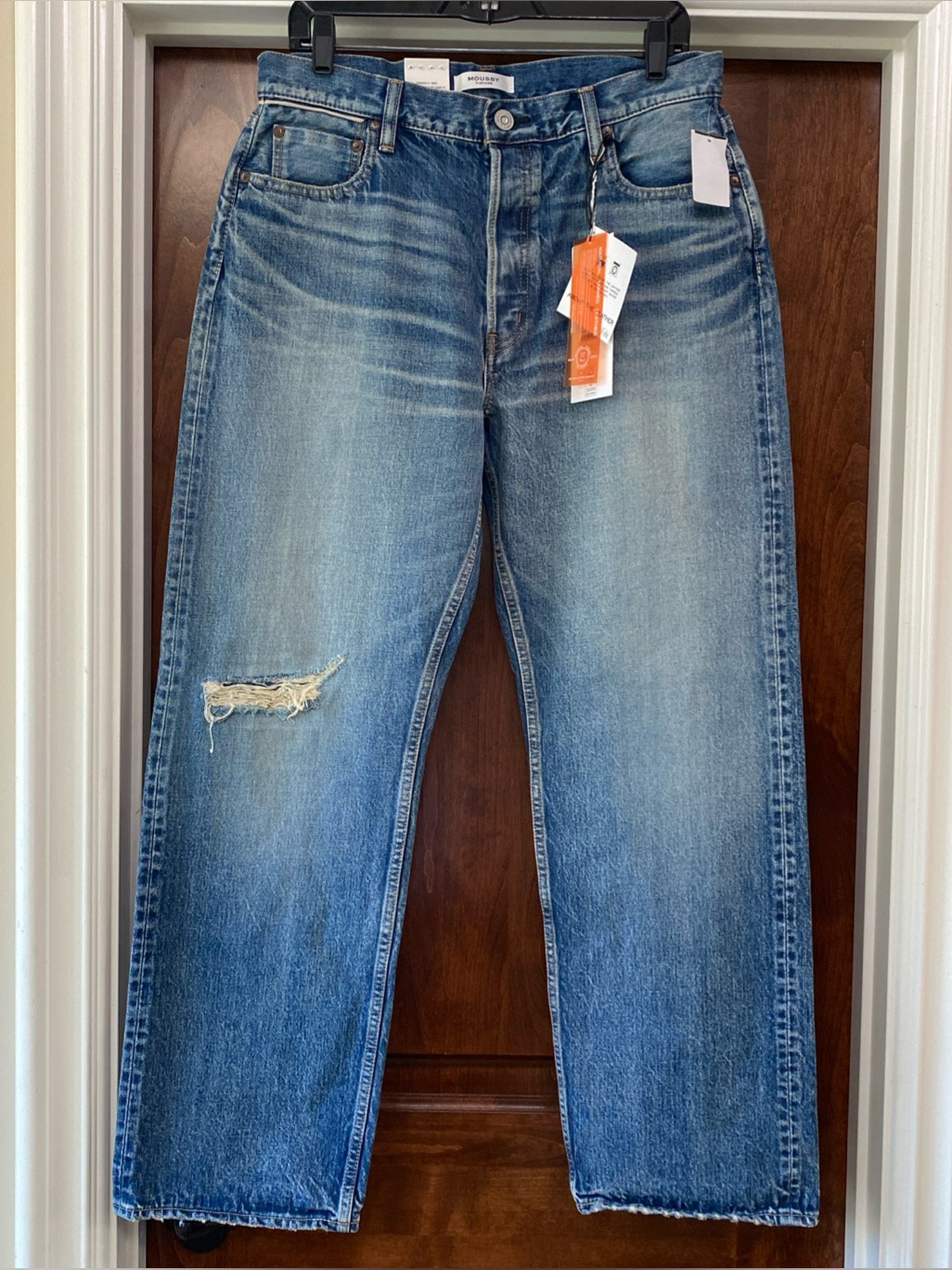 Moussy Vintage Womens Mckellar Straight Wide Leg Denim Jeans Sz 30 Nwt Msrp $370